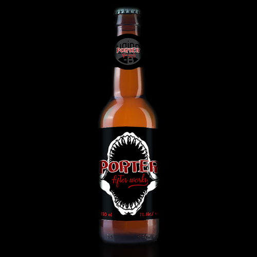 Branding label with the title 'Shark theme label design'