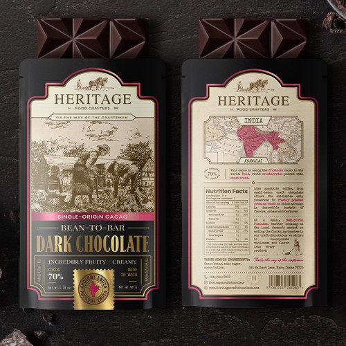 Farm packaging with the title 'Packaging design of high quality handmade Сraft Сhocolates'