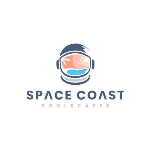 Pool logo with the title 'Space Coast Poolscapes'