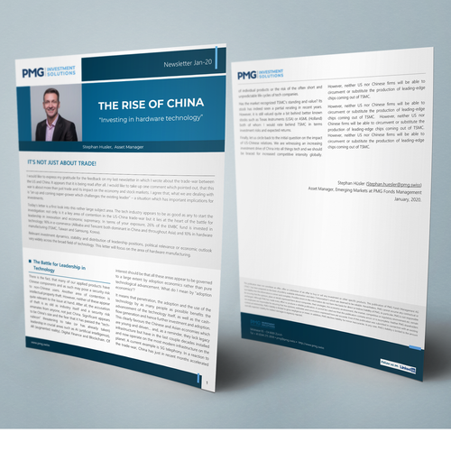 Swiss design with the title 'Newsletter Word Template - Investiment Company'