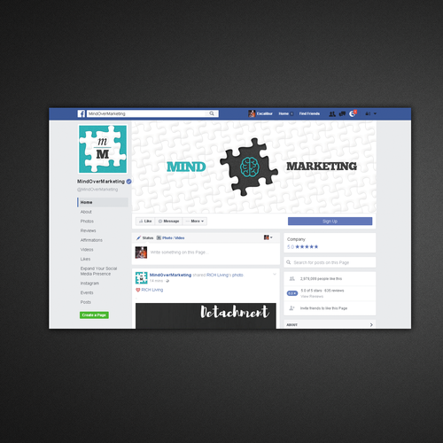 Witty design with the title 'FB Cover for Mind Over Marketing'