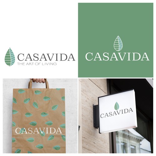 Sea green logo with the title 'Création de logo- produits de bien-être'