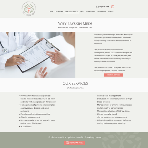 Medical website with the title 'Website design for a medical practice '