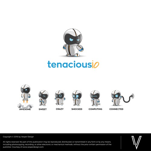 Humorous design with the title 'Tenacious Robot'