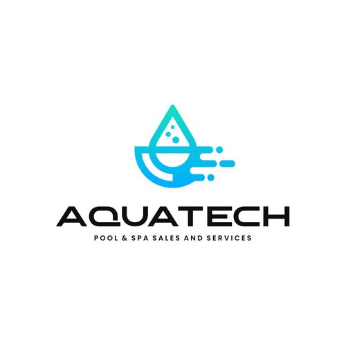 Aqua brand with the title 'Design a bold and unique logo for a pool & spa business'
