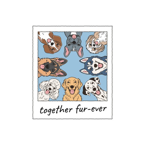 Pet illustration with the title '"Dog Breed in Frame" Pet Rescue T-shirt Design Bundle'
