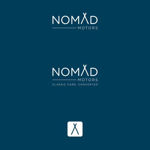 Nomad logo with the title 'Minimalist Logo for NomXd Motors.'