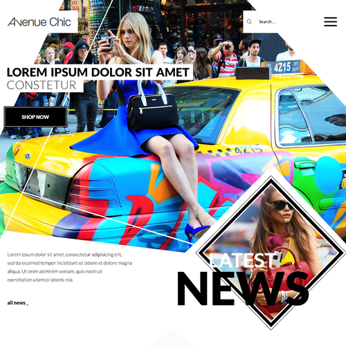 Women website with the title 'Avenue Chic - Fashion Accessories Business'