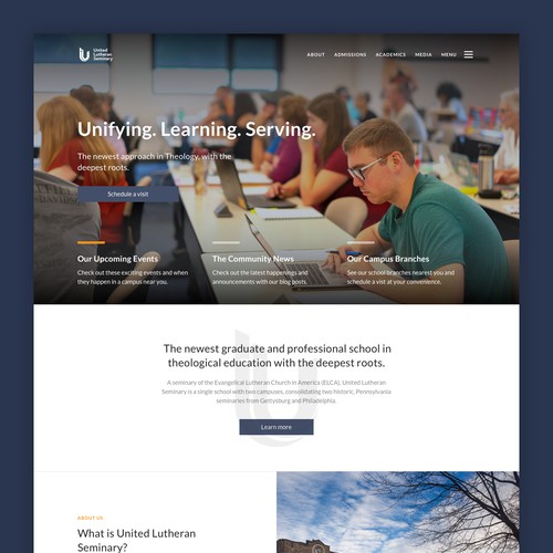 Layout website with the title 'School Landing Page'