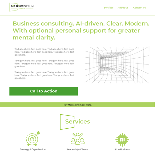 Coaching website with the title 'Web page design for business consultants'