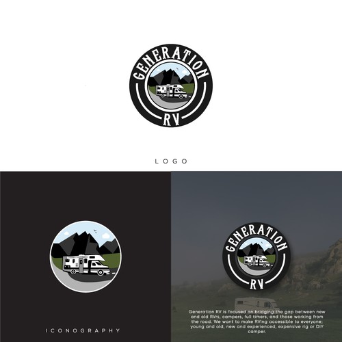 RV logo with the title 'Logo concept for a RV camper.'