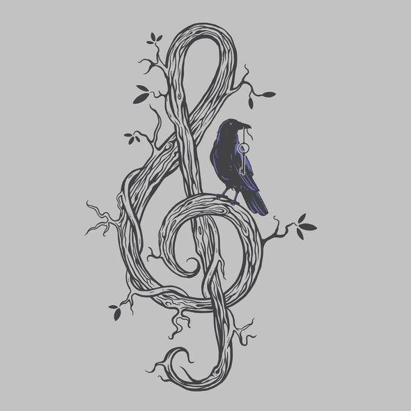 Raven design with the title 'Treble Clef'