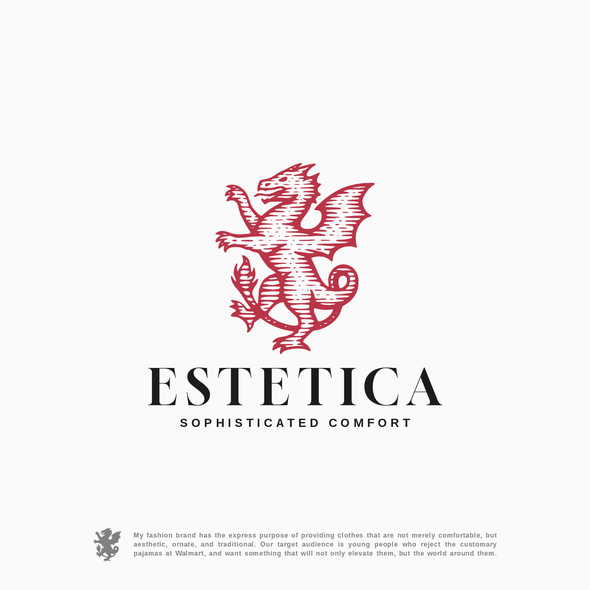 Dragon logo with the title 'Sophisticated Fashion Brand with Heraldic Dragon'