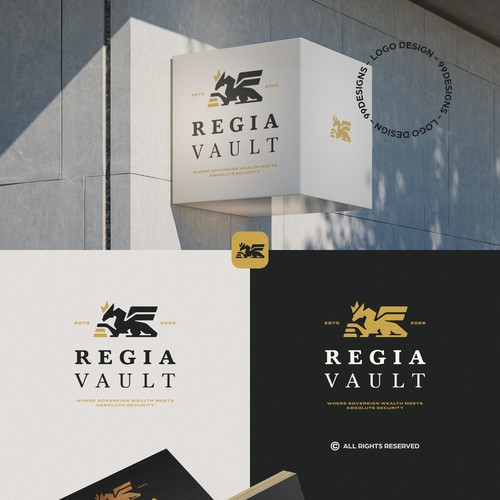 Bank design with the title 'Regia Vault | Logo Design'