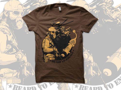 Army t-shirt with the title '"BEARD TO ENGAGE" AH-64 Apache T-Shirt'