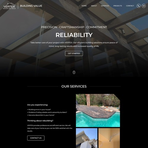 Renovation design with the title 'VERTEX Design and Build - Wordpress'