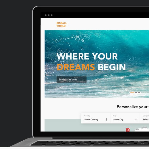 Travel agency website with the title 'Concept Ui Design for Bibgall.World project'