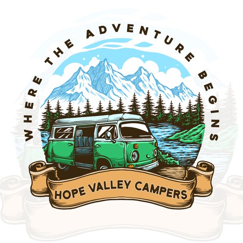 Car brand with the title 'Camper logo design illustration'