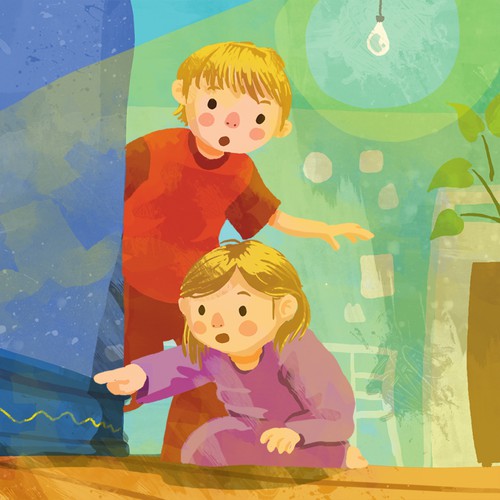 Textured design with the title 'Children's Book Illustration Sample'