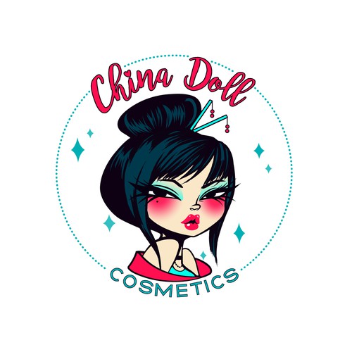 Sparkling logo with the title 'China Doll Cosmetics'