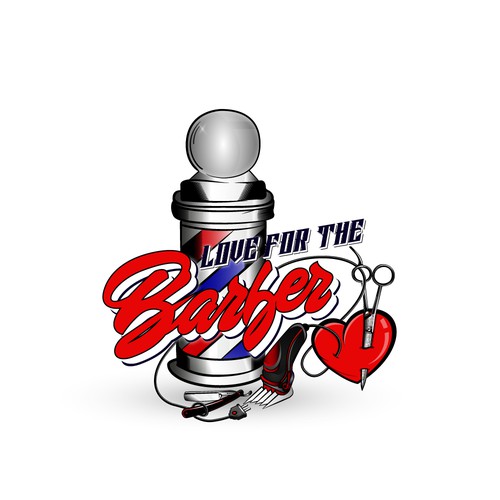 Barber brand with the title 'Love For The Barber Magazine Logo'