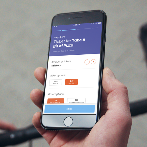 Interactive design with the title 'Ticket Sales App'