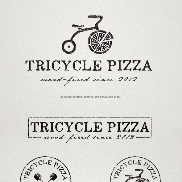 Pizza labels. Pizzeria logo design italian cuisine pie food