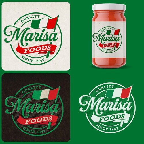 Italian cuisine logo with the title 'Marisa Foods'