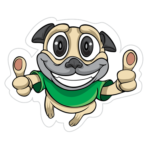 Pug design with the title 'Yes Pugg Emoji'