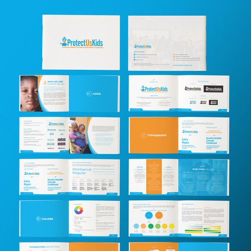 Happiness design with the title 'Protect Us Kids Foundation Brand Guide Design'