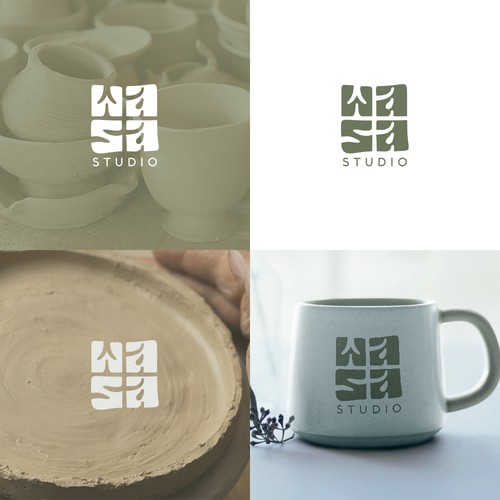 Atelier logo with the title 'Minimal, premium logo for a pottery wellness studio'