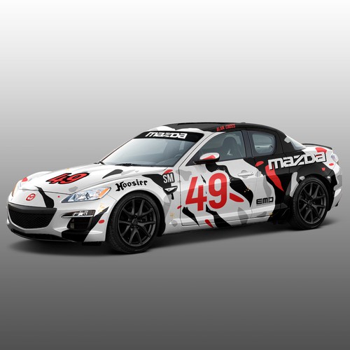 Wrap design with the title 'Design a winning race car wrap'