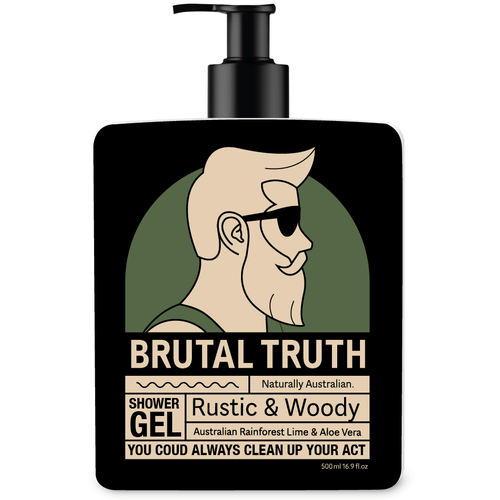 Beauty label with the title 'Label design for brutal truth'
