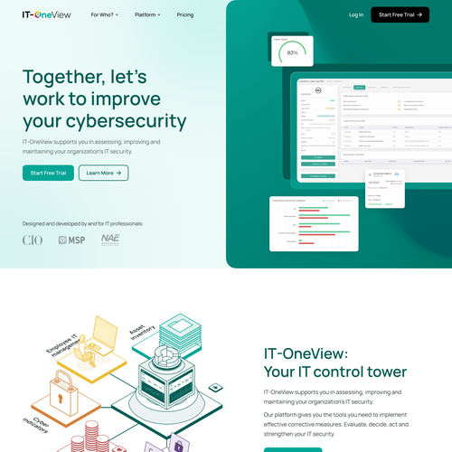 SaaS design with the title 'a powerful web design for our SaaS platform'