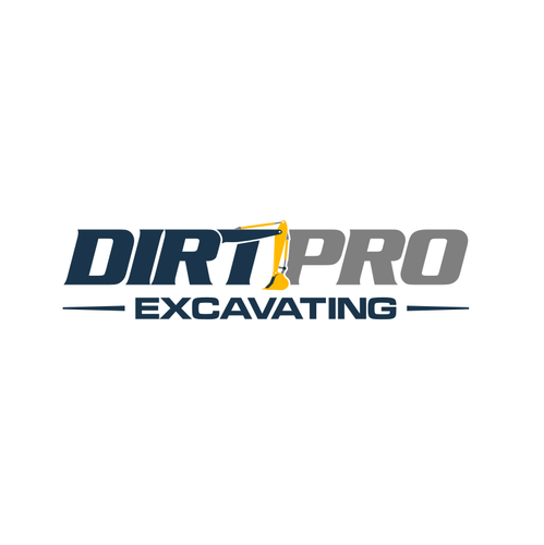 Excavator logo with the title 'dirt pro excavating'