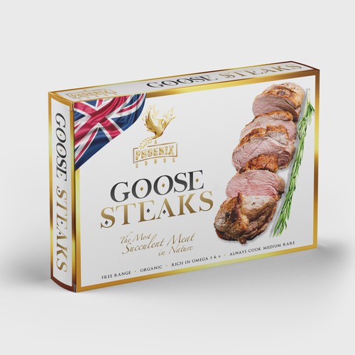 Luxury packaging with the title 'goose steaks box luxury packaging'