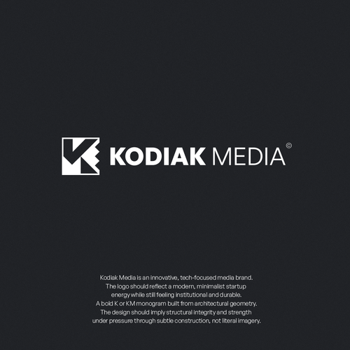 Illustrator design with the title 'Modern, Minimalist Logo for Kodiak Media'