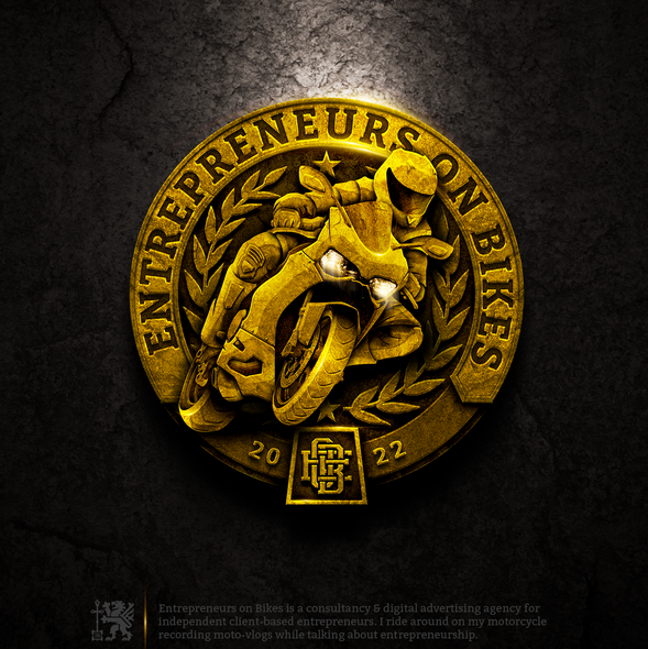 Motorcycle logo with the title 'Entrepreneurs On Bikes'