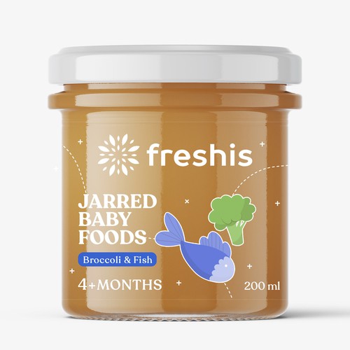Baby food design with the title 'Label Design for Organic Baby Food'