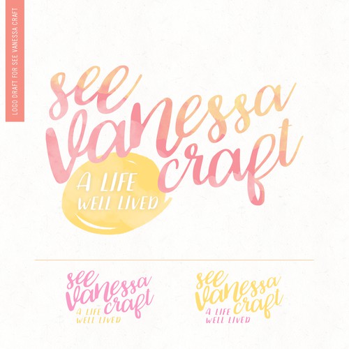 Pastel logo with the title 'Feminine Logo for See Vanessa Craft'