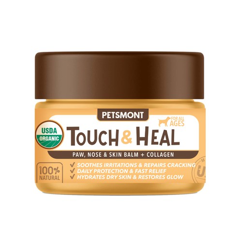 Dog label with the title 'Product packaging design '