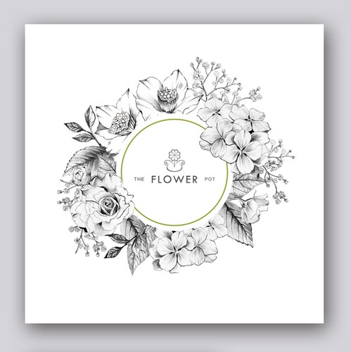 Floral artwork with the title 'The Flower Pot's Bouquet'
