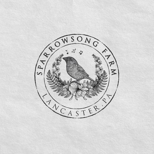 Sparrow design with the title 'The vintage sparrow logo design.'