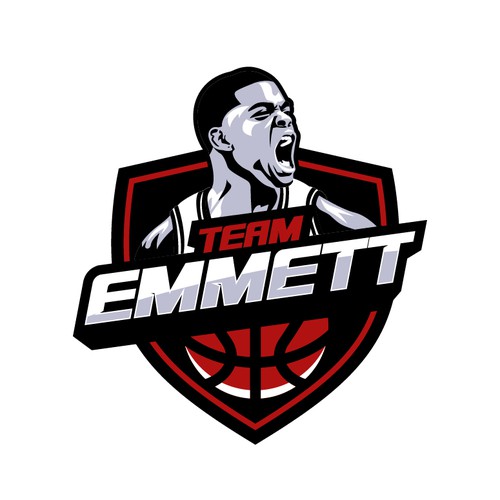 Caricature design with the title 'Basketball Team Logo for the Late Andre Emmet'