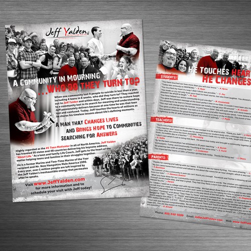 Speaker design with the title 'Create the next postcard or flyer for Jeff Yalden International'