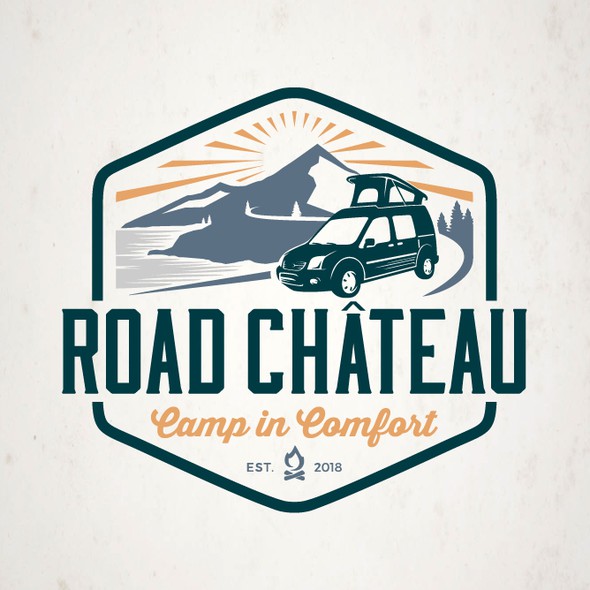 Young adult logo with the title 'A badge type logo of Road Chateau'