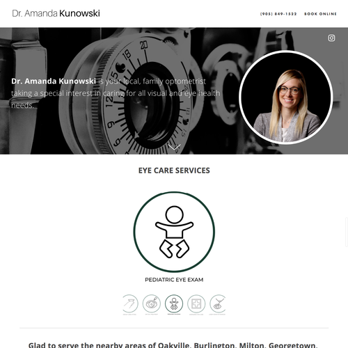 Marketing website with the title 'Optometry Website '