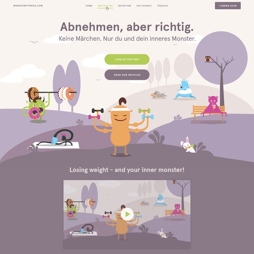 Fitness website with the title 'Monster Fitness Website Design'