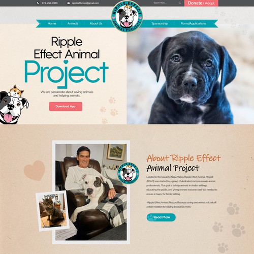 Community website with the title 'Ripple Effect Animal Projec'