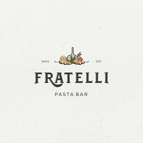 Pasta logo with the title 'Logo for Fratelli Pasta Bar team '